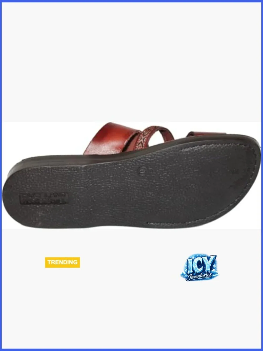 Biblical Leather Embroidered Slide Sandals Handmade in Jerusalem